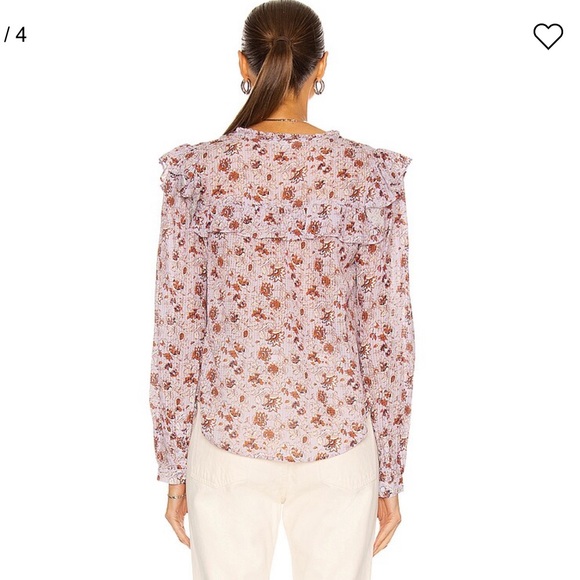 Veronica Beard Lavender Purple Ruffled Floral Long Sleeve Blouse Medium - Picture 11 of 12